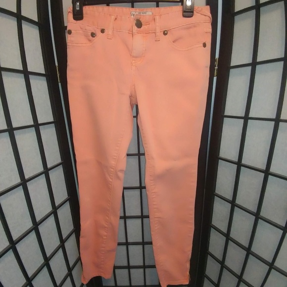 Women Free People Peach Skinny Jeans Ankle Zipper - Picture 2 of 7